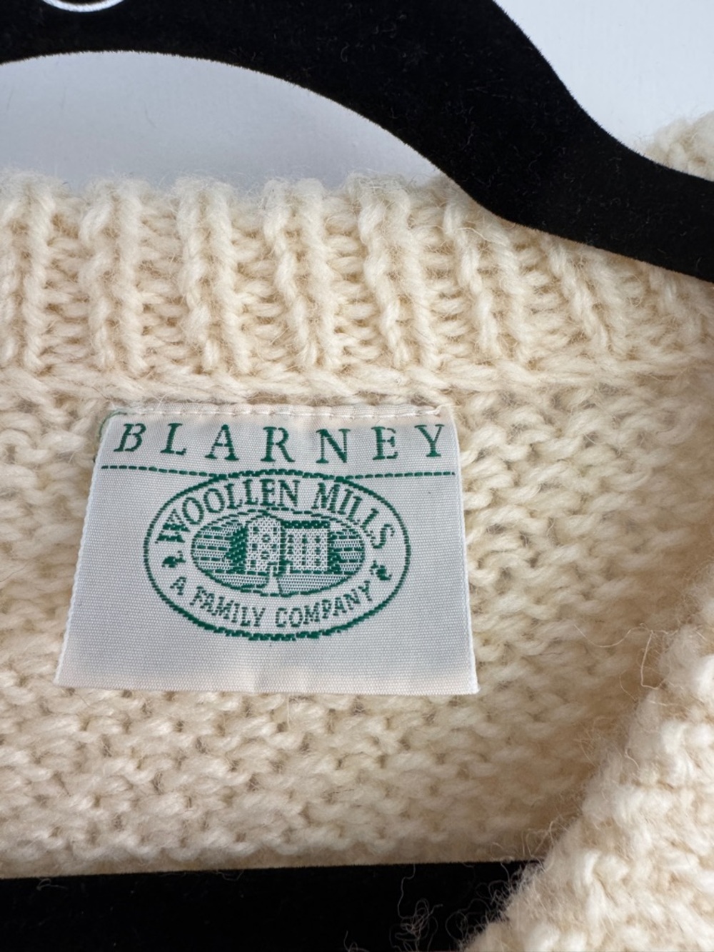 Vintage Blarney Woolen Mill Cream Cable Knit Button-Front Cardigan Sweater - Picture 3 of 6